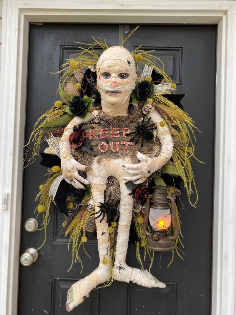 Mummy wreath mummy attachment spider wreath scary wreath image 1