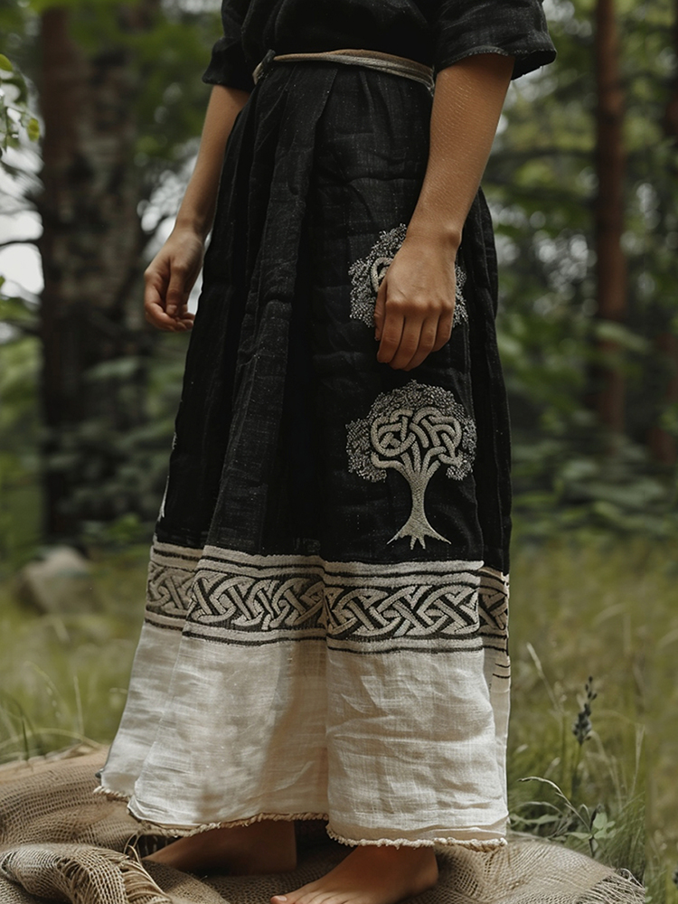 Viking Cartoon Silhouette Women's Skirt