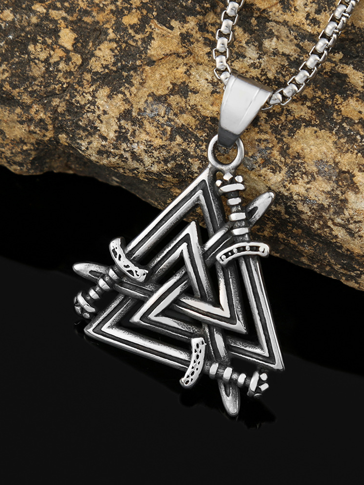 Dimond Triangle Rune Men's Viking Rune Triangle Personalized Minimalist Necklace