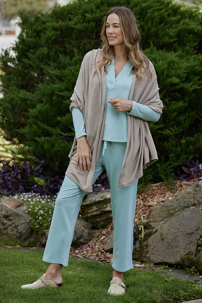 Women's long-sleeved pullover wide-leg pants suit