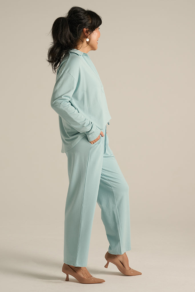 Women's long-sleeved pullover wide-leg pants suit