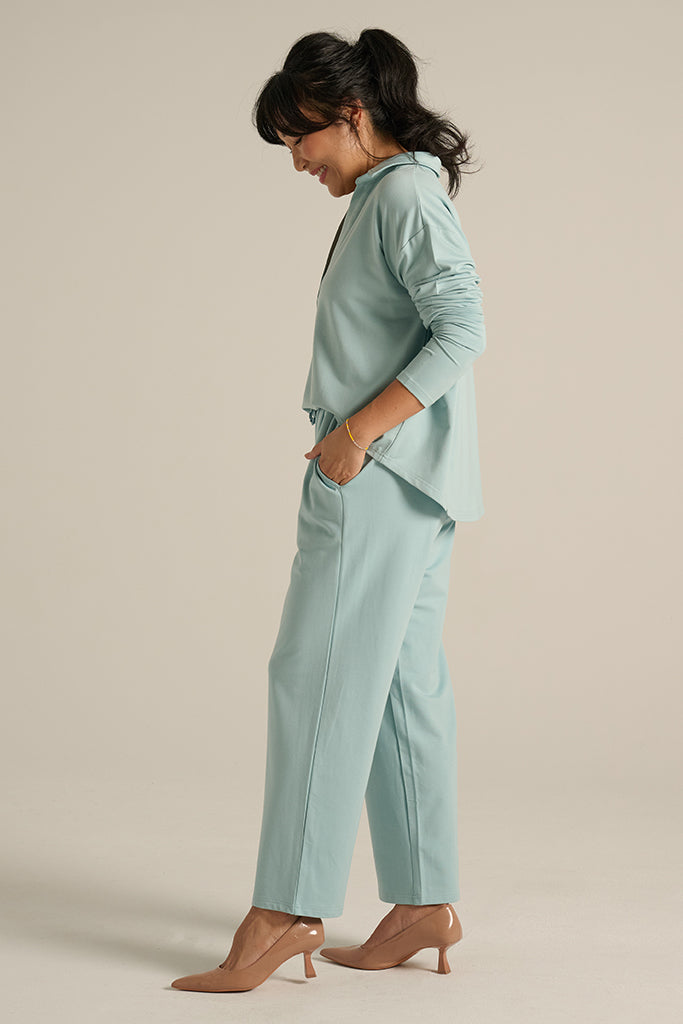 Women's long-sleeved pullover wide-leg pants suit