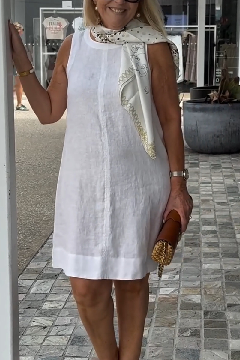 2025 Ladies Casual Solid Color Round Neck Vest Dress