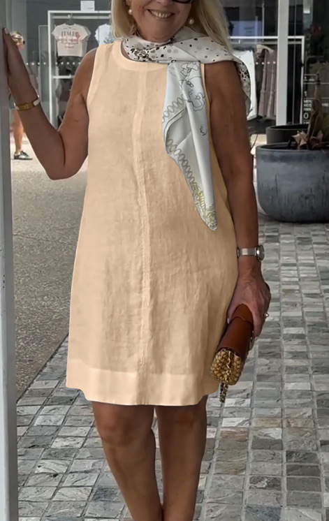 2025 Ladies Casual Solid Color Round Neck Vest Dress