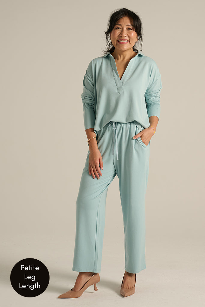 Women's long-sleeved pullover wide-leg pants suit