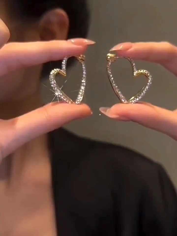 Full diamond heart earrings