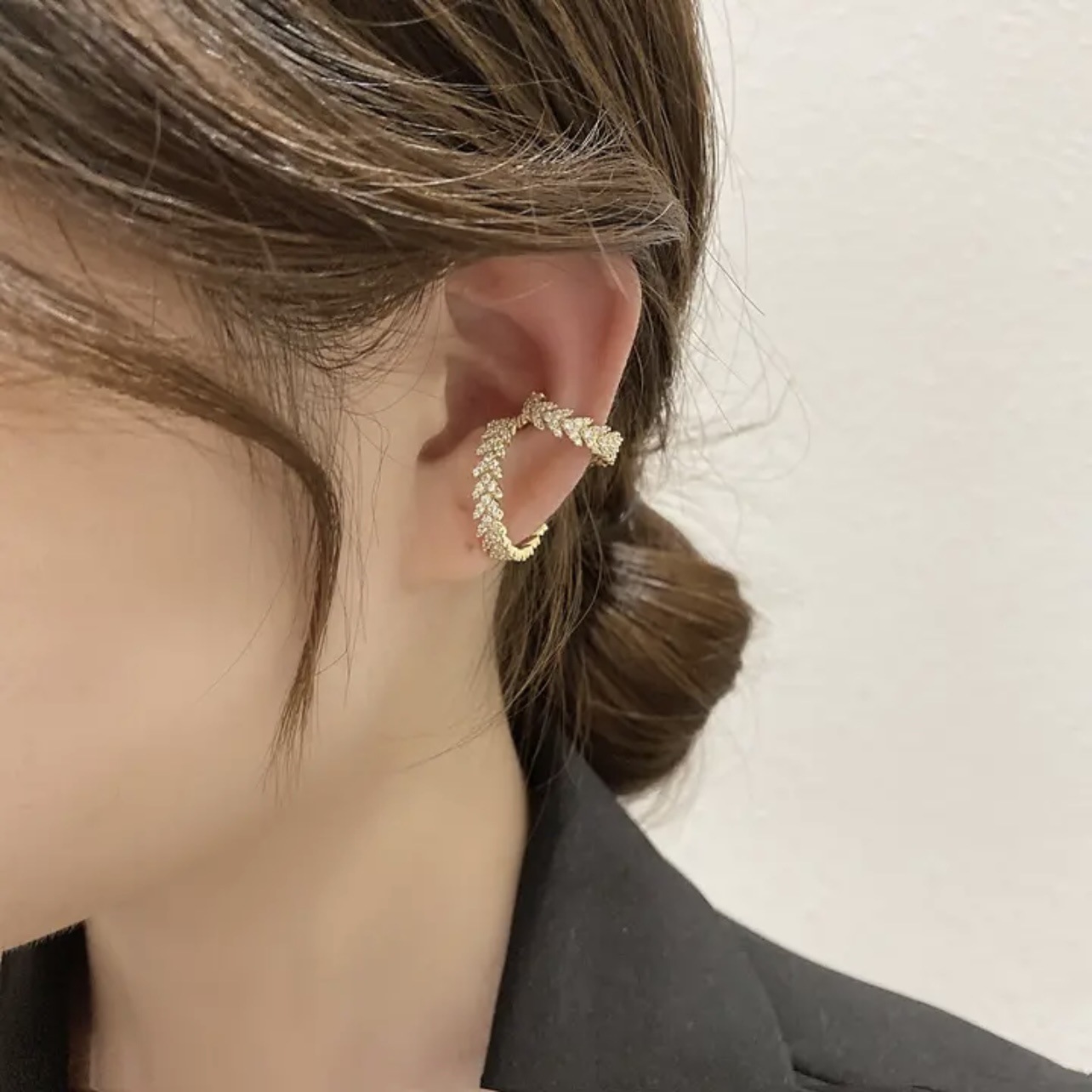 Zircon Leaf Ear Cuff