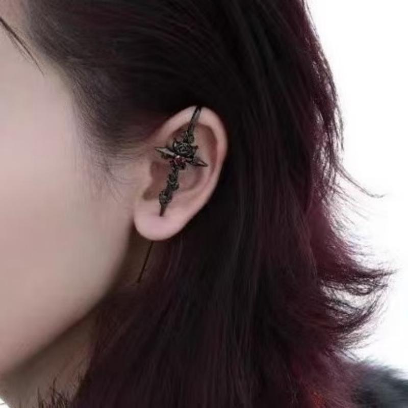 Thorn Rose Heart Piercing Earrings