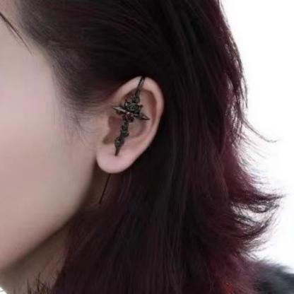 Thorn Rose Heart Piercing Earrings