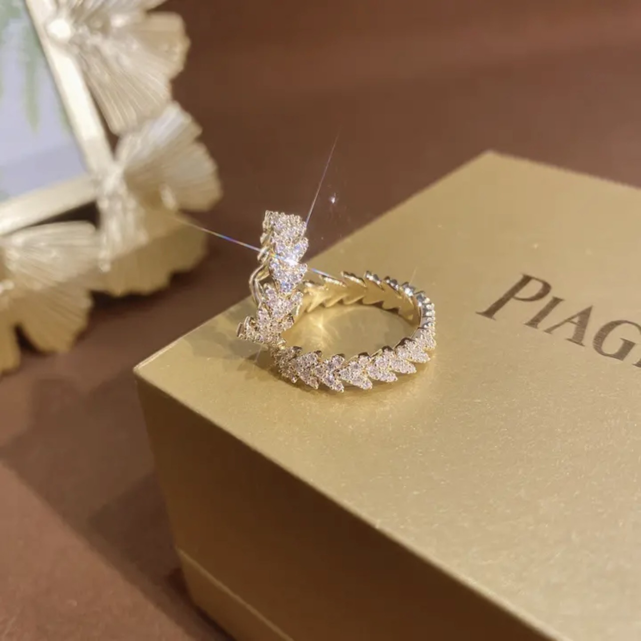 Zircon Leaf Ear Cuff