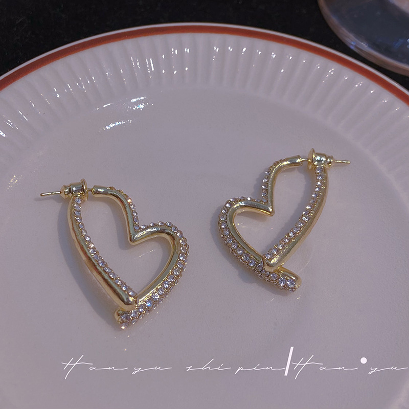 Full diamond heart earrings