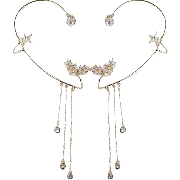 Star tassel earrings with diamonds