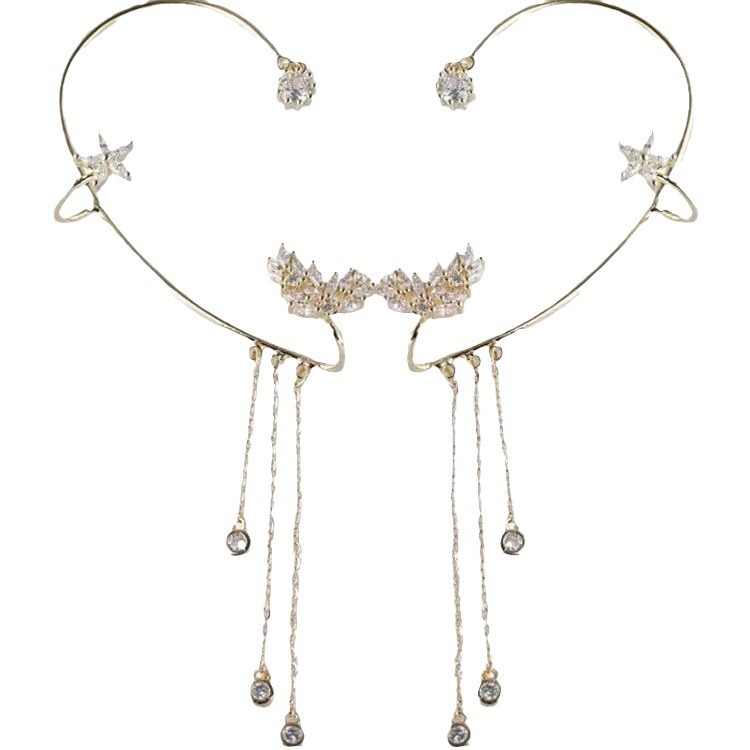 Star tassel earrings with diamonds