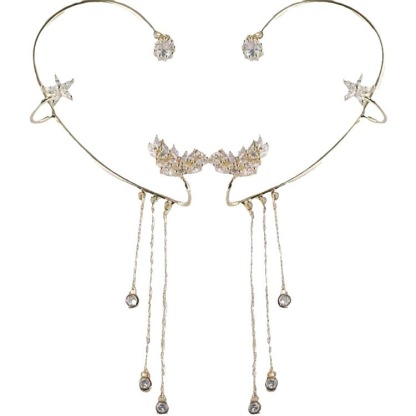 Star tassel earrings with diamonds