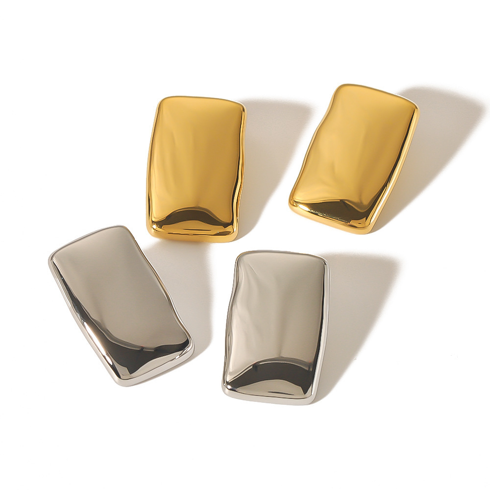 Chic Rectangular Gold and Silver - Tone Stud Earrings
