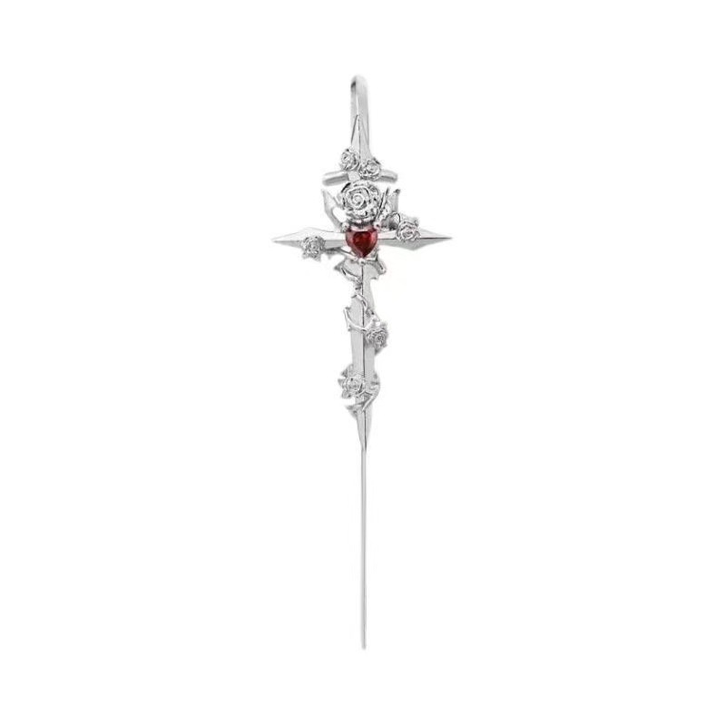 Thorn Rose Heart Piercing Earrings
