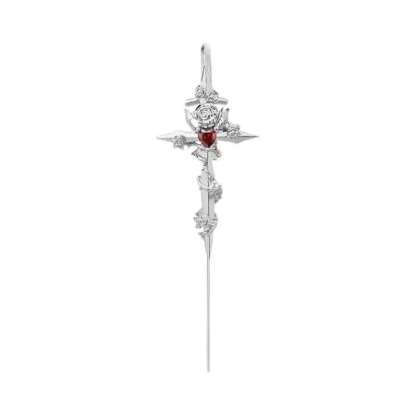Thorn Rose Heart Piercing Earrings