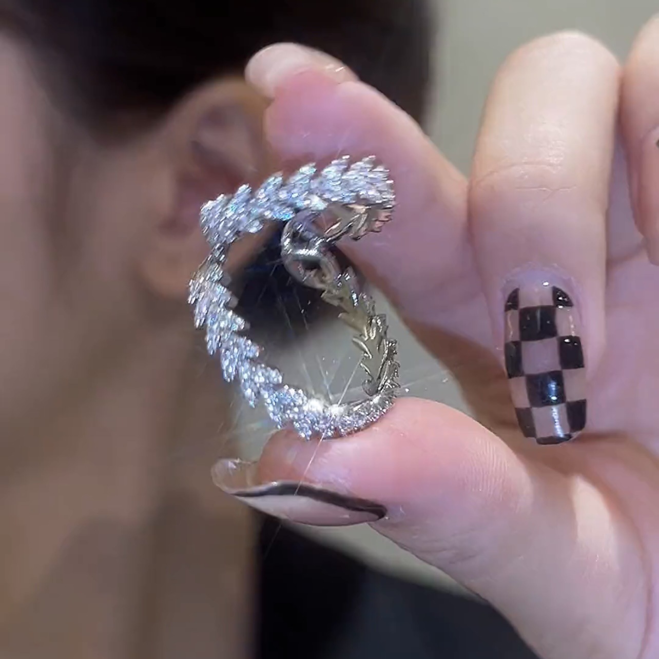 Zircon Leaf Ear Cuff