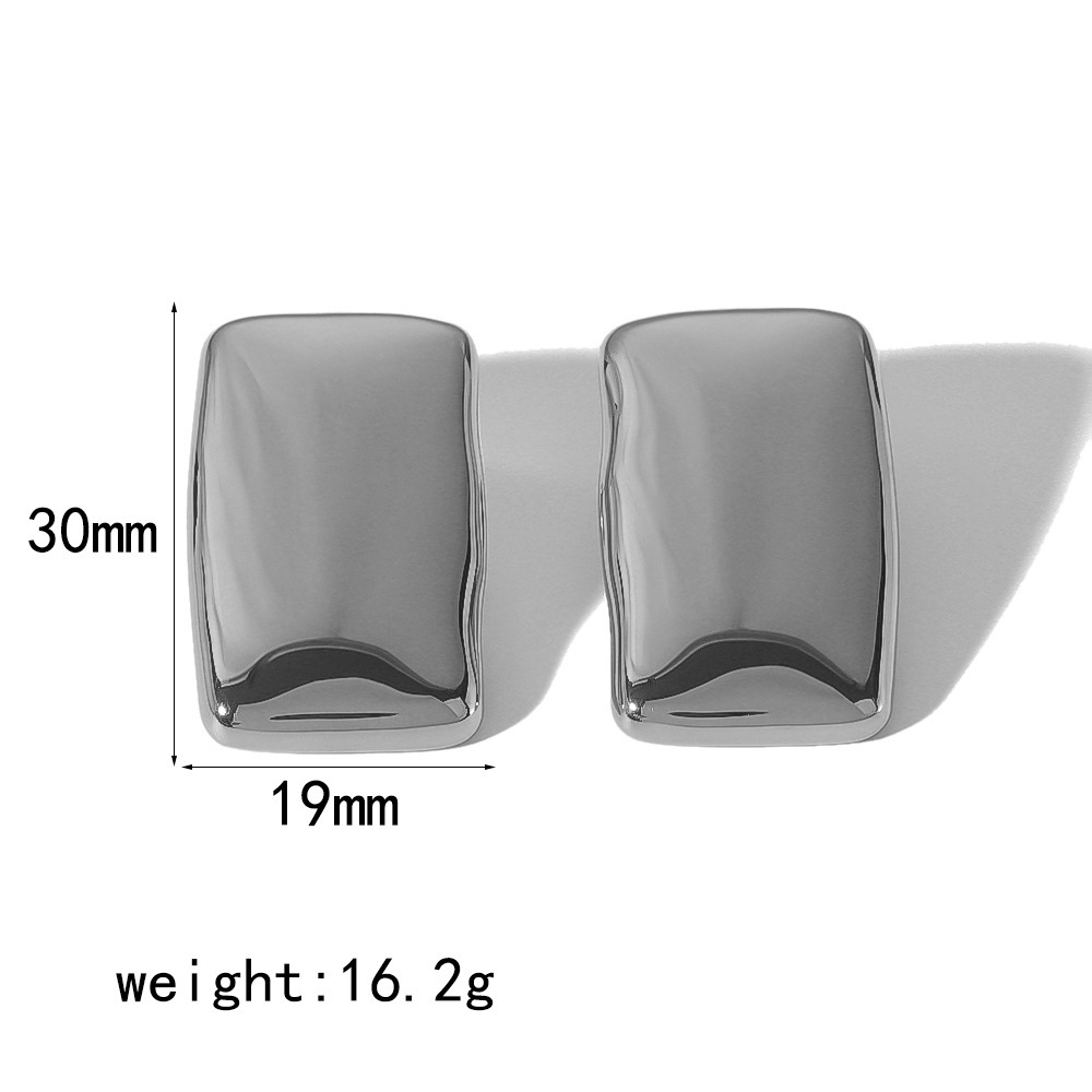 Chic Rectangular Gold and Silver - Tone Stud Earrings