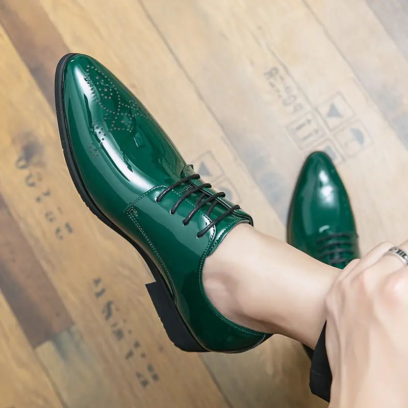Mens Formal Dress Pointed Toe Brogue Shoes Breathable Anti Skid Lace Up Derby Shoes For Business Office Wedding Party Spring Summer And Autumn Men s Shoes Temu details 5