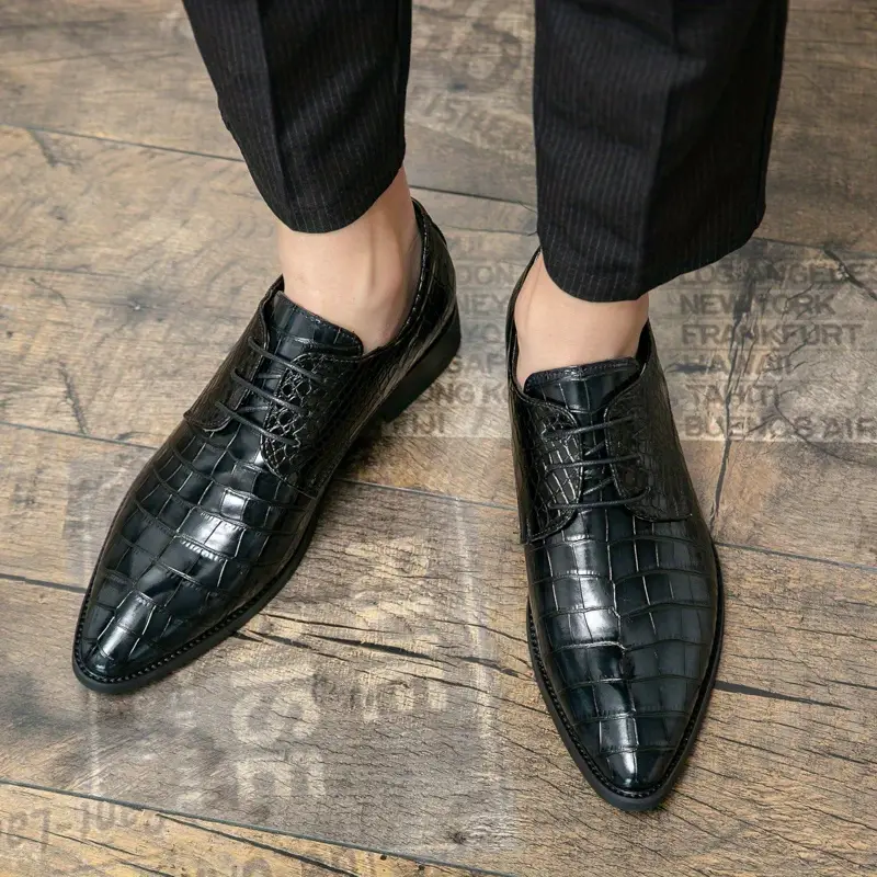 formal dress shoes crocodile embossed pointed top durable details 8