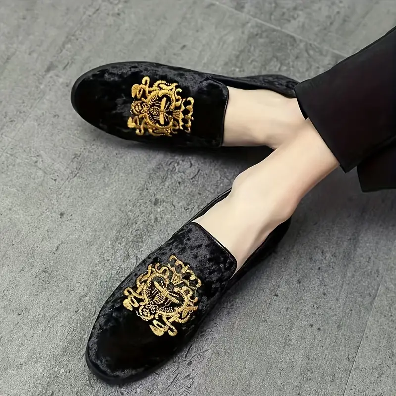 embroidered design loafer shoes men s comfy non slip slip details 0