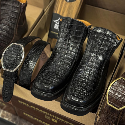 Hot sale Handcrafted Crocodile Leather Texture Western Cowboy Boots