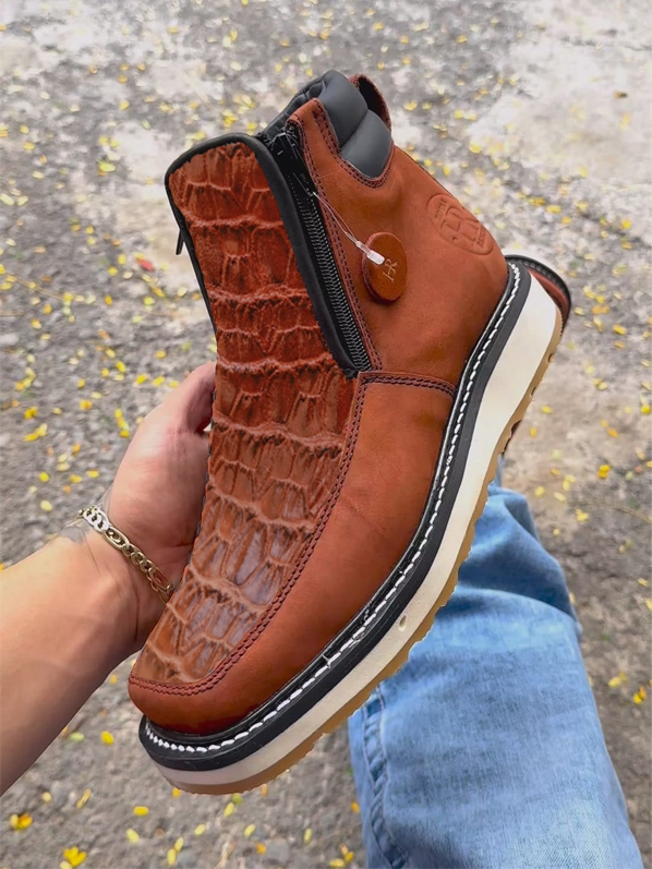 Hot sale Handcrafted Crocodile Leather Texture Western Cowboy Boots