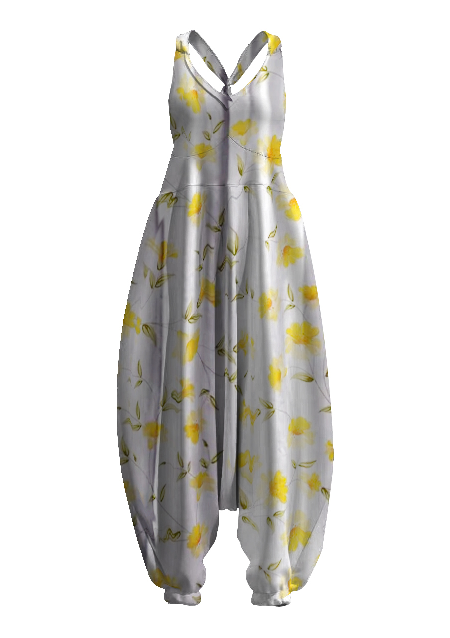 Retro Floral Print Jumpsuit