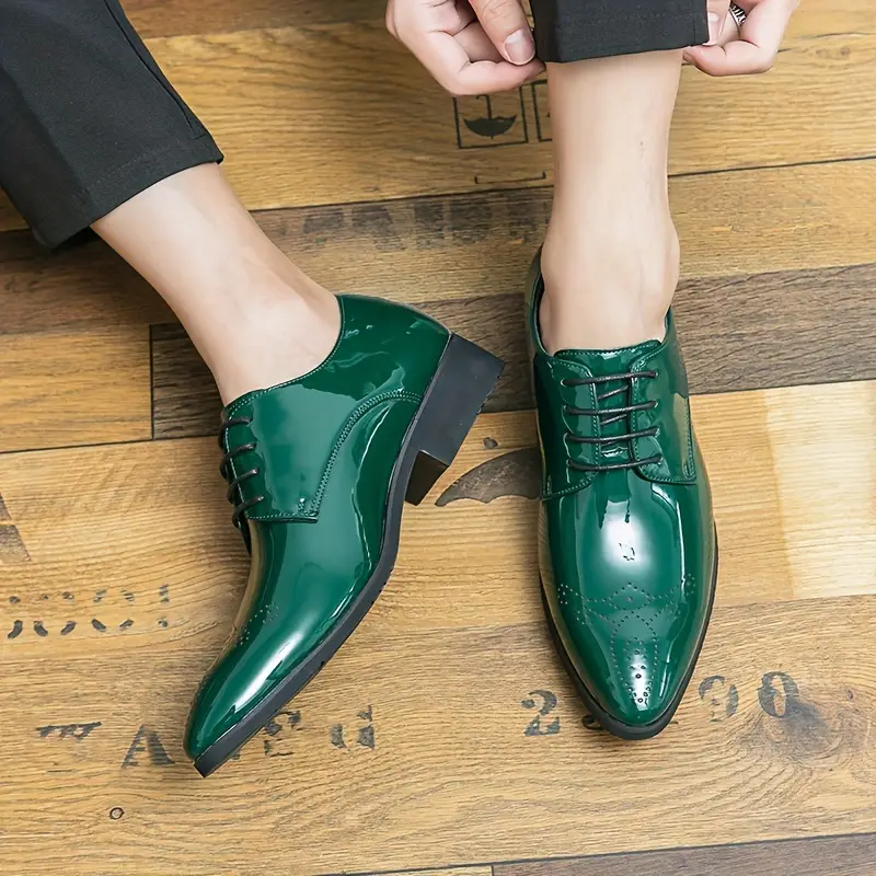Mens Formal Dress Pointed Toe Brogue Shoes Breathable Anti Skid Lace Up Derby Shoes For Business Office Wedding Party Spring Summer And Autumn Men s Shoes Temu details 3