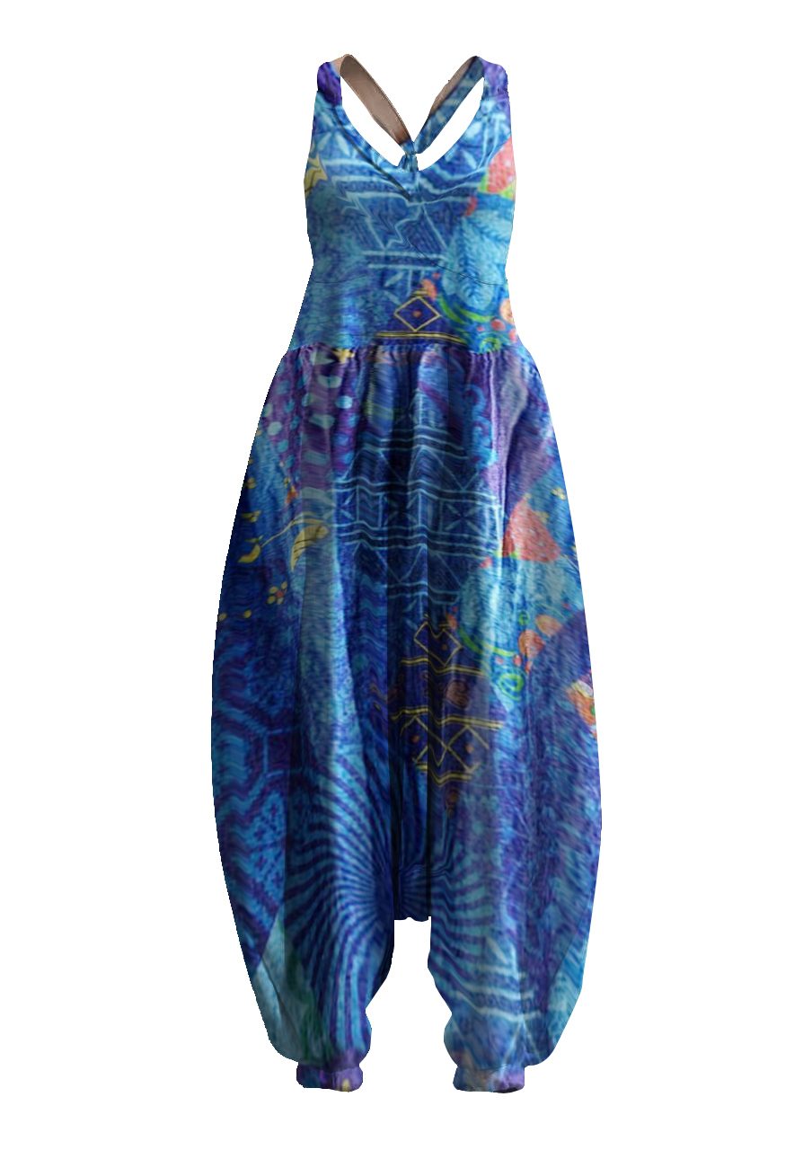 Vintage Geometric Print Pattern Jumpsuit