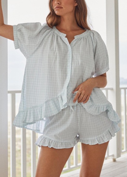Plaid Sleep Short Sleeve Shorts Set