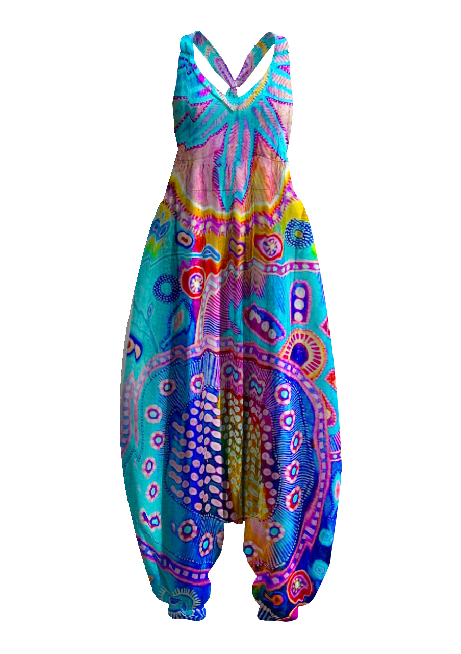 Vintage Geometric Print Pattern Jumpsuit