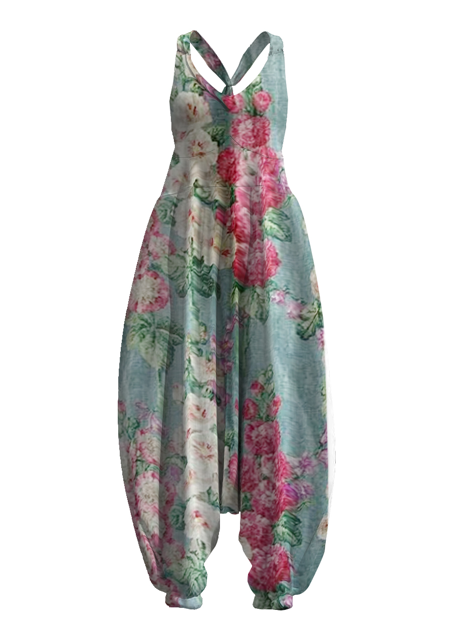 Retro Floral Print Jumpsuit