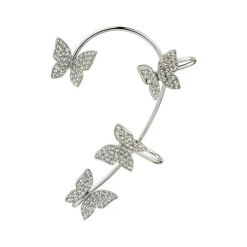 Diamond Butterfly Clip Earrings
