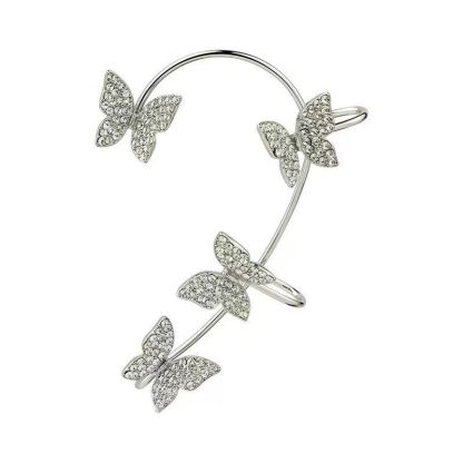 Diamond Butterfly Clip Earrings