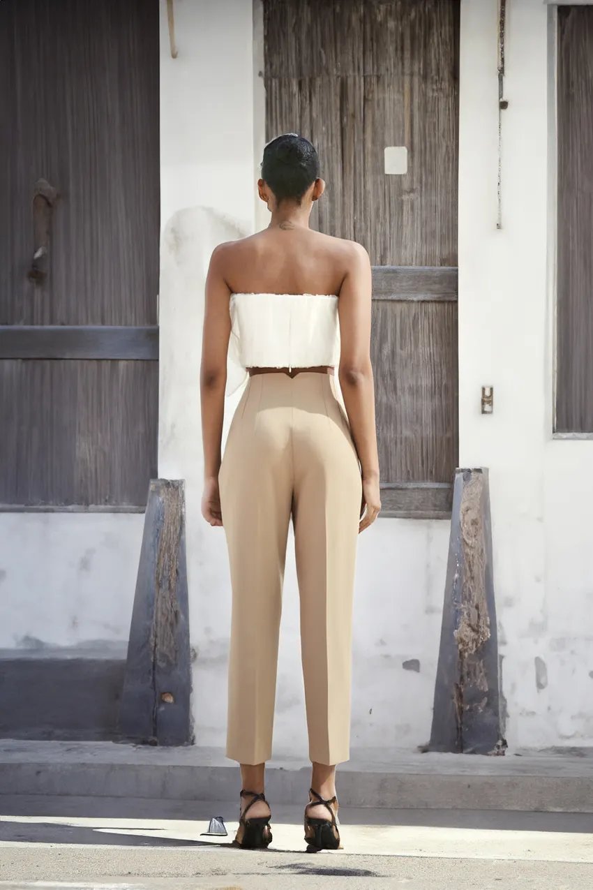 Tailored Pleat High Waist Pants