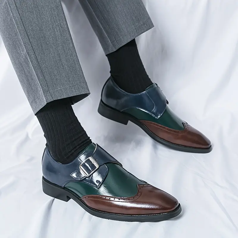 wing tip monk strap loafers plus size men s breathable slip details 2