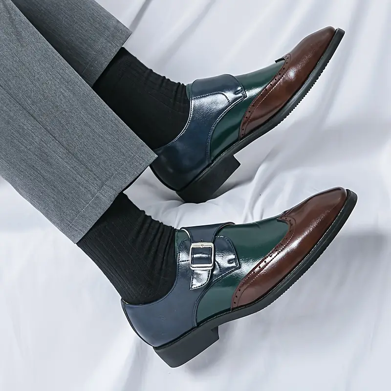 wing tip monk strap loafers plus size men s breathable slip details 6