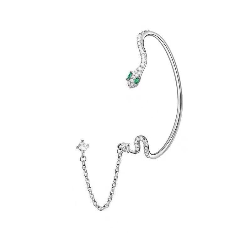 Diamond-studded snake-shaped earrings