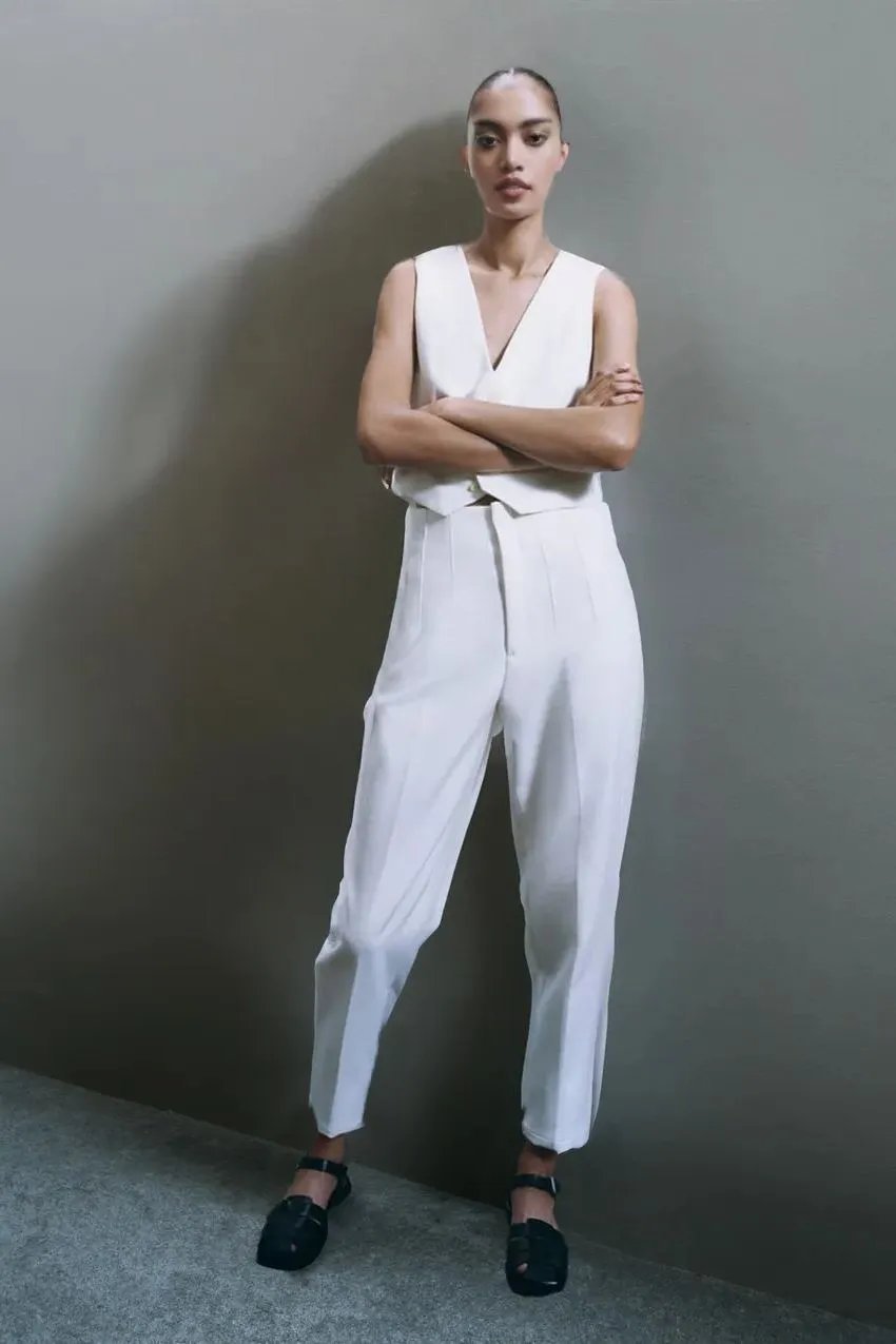 Tailored Pleat High Waist Pants