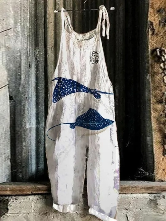 Stingray Linen Blend Loose Casual Jumpsuit