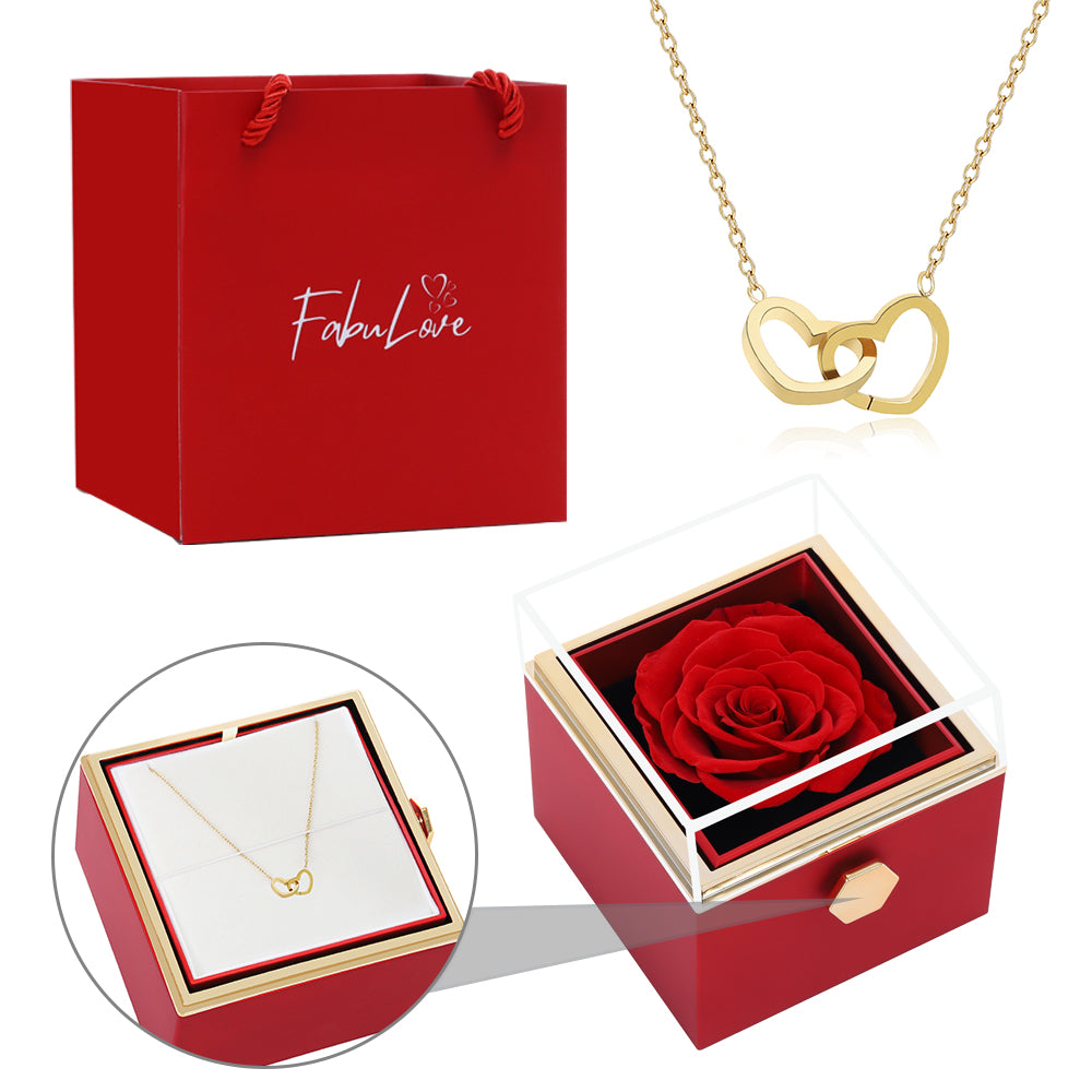 Eternal Rose Box - W/ Engraved Necklace & Real Rose.