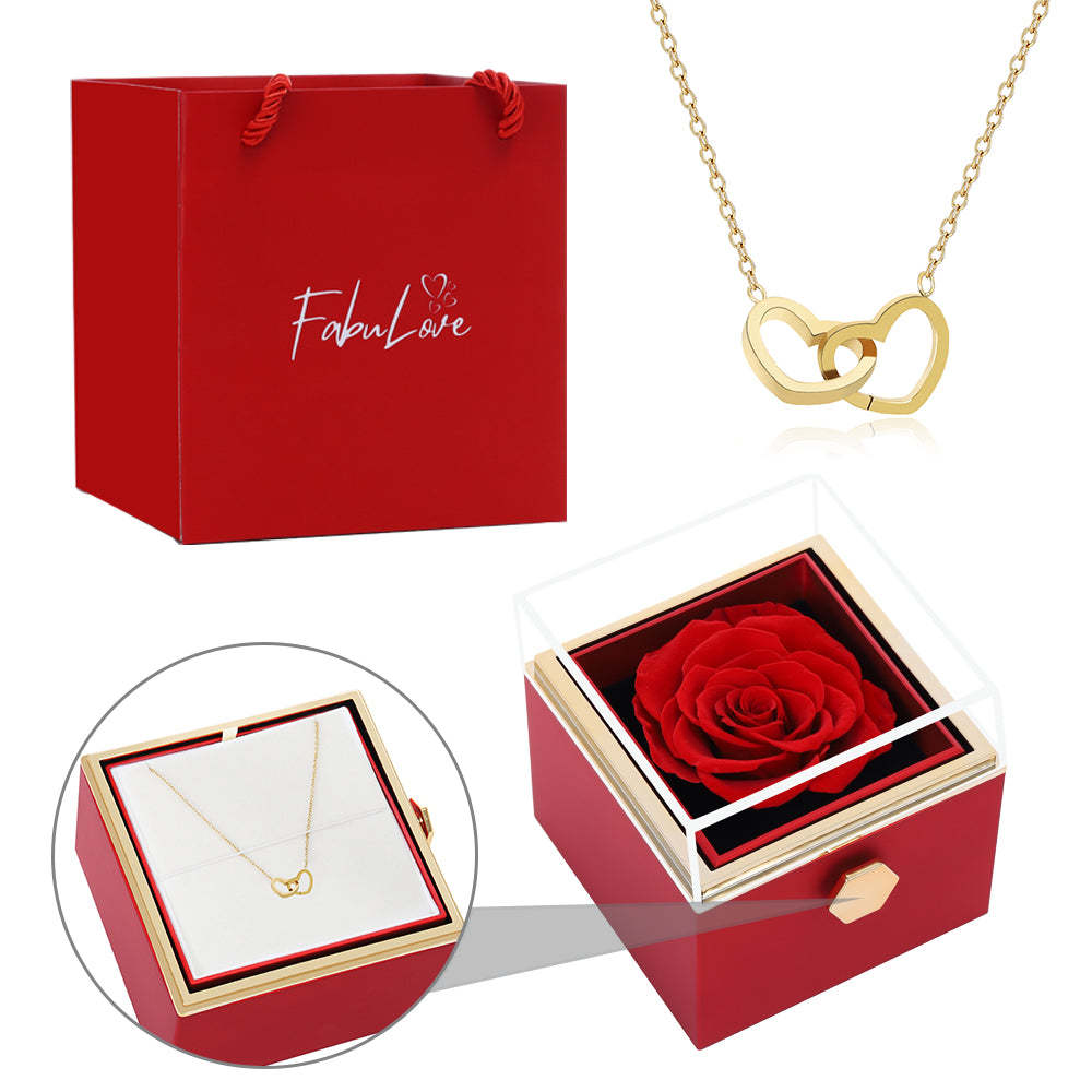 Eternal Rose Box - W/ Engraved Necklace & Real Rose.