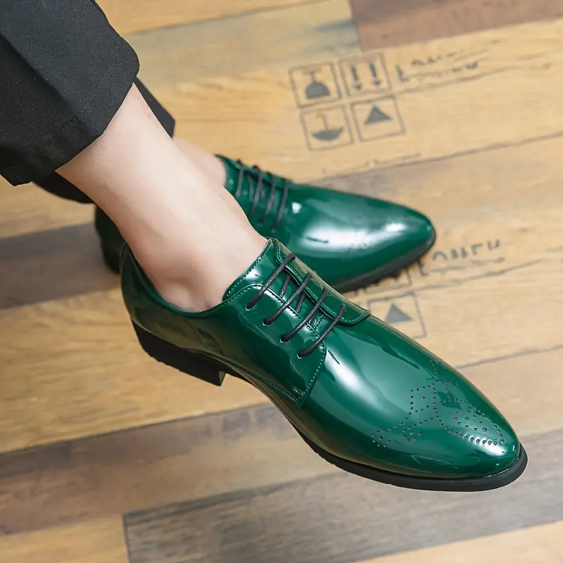 Mens Formal Dress Pointed Toe Brogue Shoes Breathable Anti Skid Lace Up Derby Shoes For Business Office Wedding Party Spring Summer And Autumn Men s Shoes Temu details 1