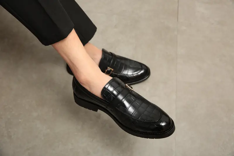 slip bit loafer shoes men s crocodile print pointed toe details 4