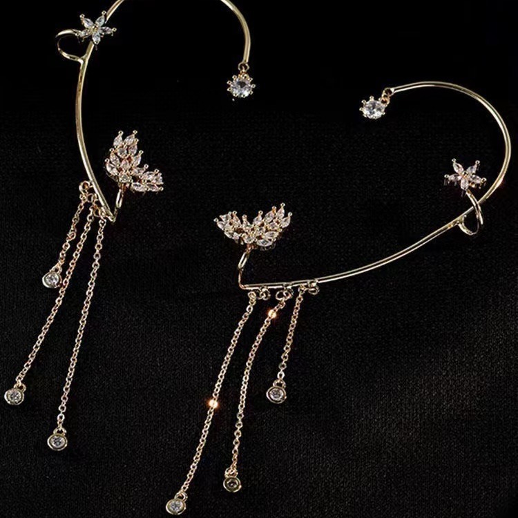 Star tassel earrings with diamonds