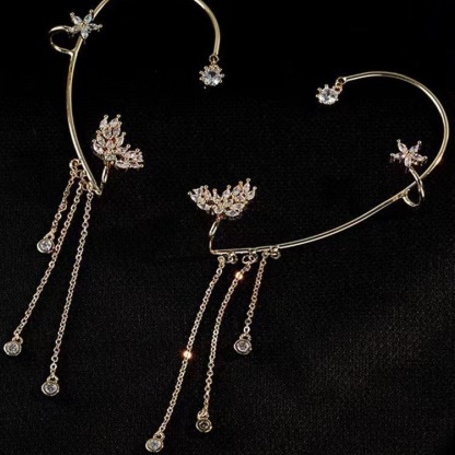 Star tassel earrings with diamonds