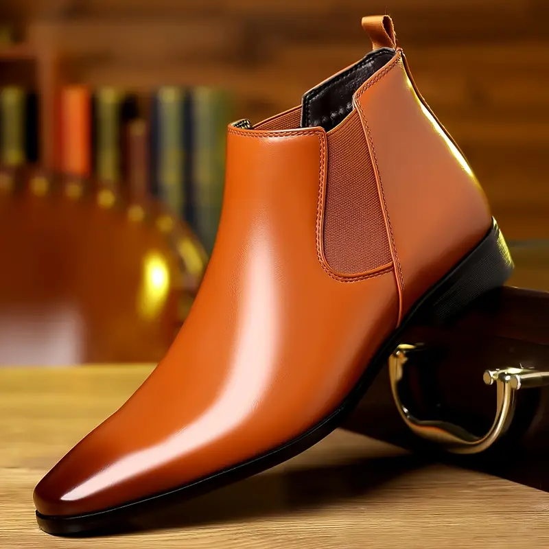 pointed toe chelsea boots men s trendy anti skid high top 0