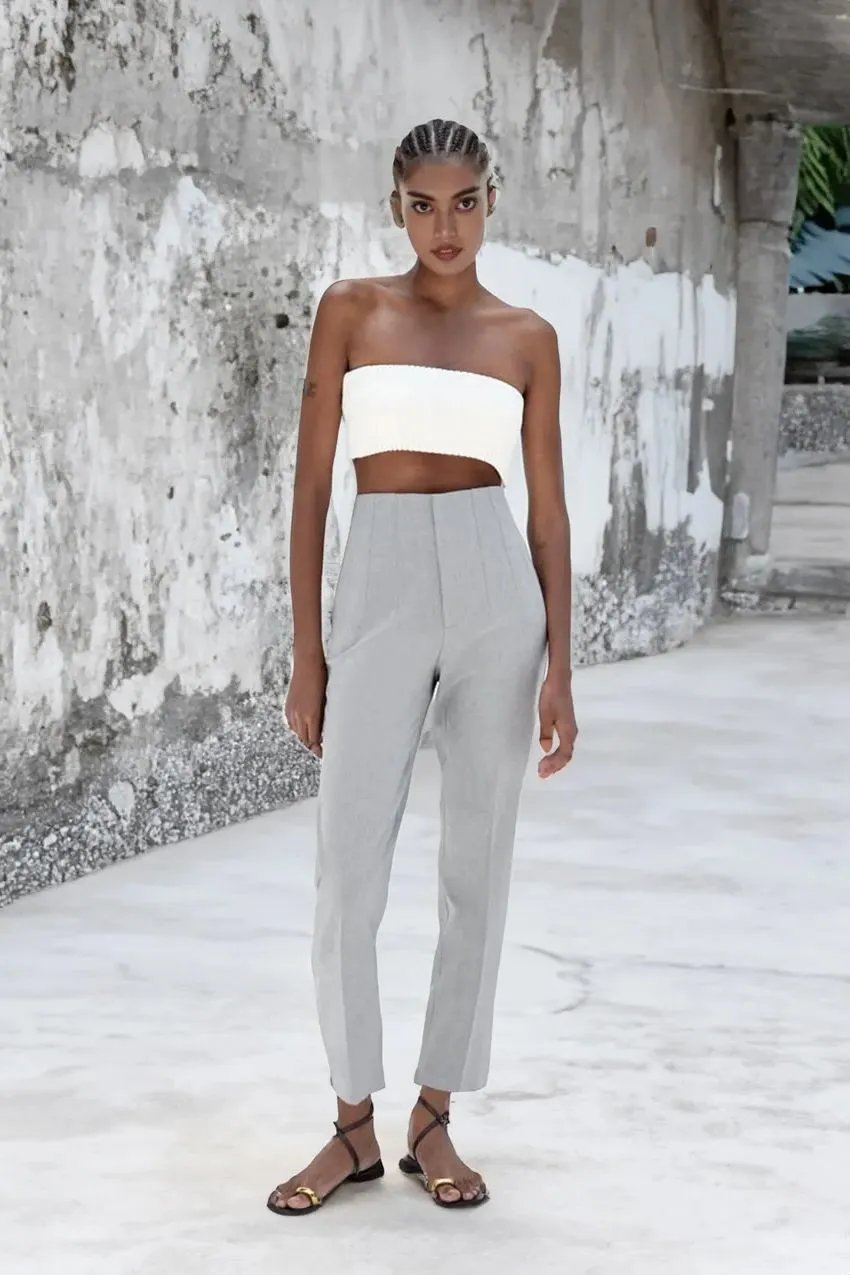 Tailored Pleat High Waist Pants